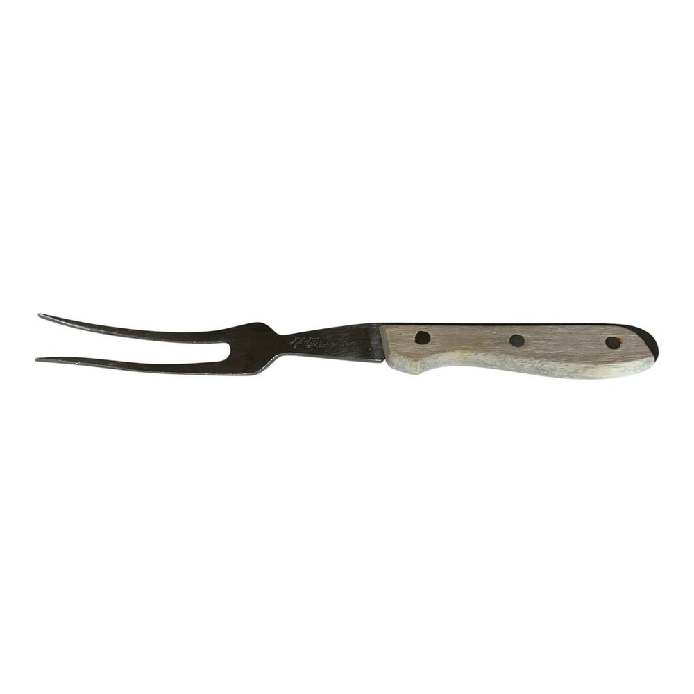 Vintage Carving Fork Serving Fork Stainless Steel Japan Wood Rivet Handle
